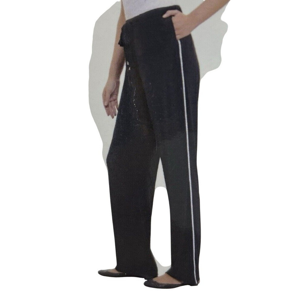 Company Ellen Tracy Wide Leg Pants Women‎ XL Black Cream NEW Drawstring Stripe